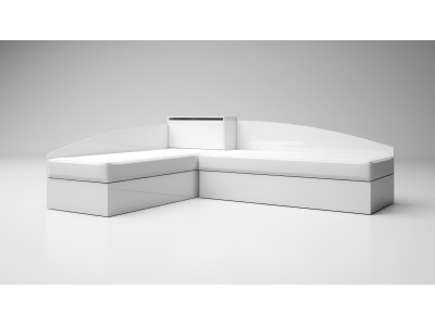 Γωνιακά κρεβάτια με μπαούλο LEO 7 (λευκό στιλπνό)